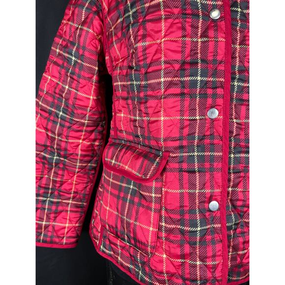 Plaid/Red Reversable Quilted Puffer Jacket, Snaps Closed - Picture 7 of 10